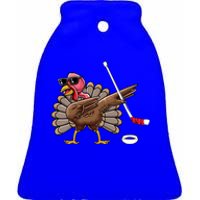 Funny Thanksgiving Hockey Player Team Dabbing Turkey Day Cute Gift Ceramic Bell Ornament