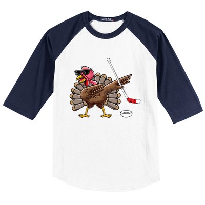 Funny Thanksgiving Hockey Player Team Dabbing Turkey Day Cute Gift Baseball Sleeve Shirt