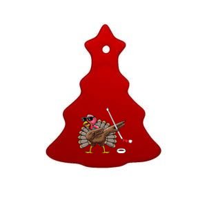 Funny Thanksgiving Hockey Player Team Dabbing Turkey Day Cute Gift Ceramic Tree Ornament