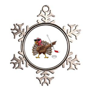 Funny Thanksgiving Hockey Player Team Dabbing Turkey Day Cute Gift Metallic Star Ornament