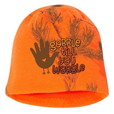 Funny Turkey Hand Gobble Till You Wobble Thanksgiving Fall Gift Kati - Camo Knit Beanie