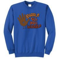 Funny Turkey Hand Gobble Till You Wobble Thanksgiving Fall Gift Sweatshirt