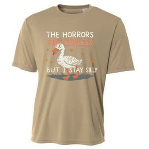 Funny The Horrors Are Endless But I Stay Silly Goose Meme Cooling Performance Crew T-Shirt