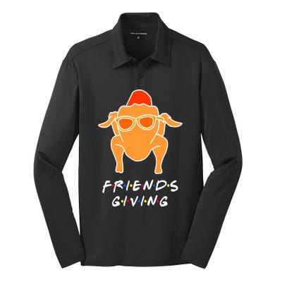 Funny Turkey Happy Friendsgiving Gift For Friends Cute Gift Silk Touch Performance Long Sleeve Polo