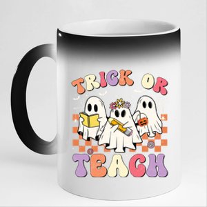 Funny Teacher Halloween Trick Or Teach Retro Groovy Ghost Gift 11oz Black Color Changing Mug