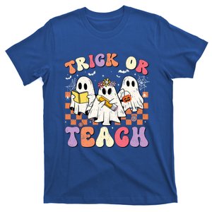 Funny Teacher Halloween Trick Or Teach Retro Groovy Ghost Gift T-Shirt