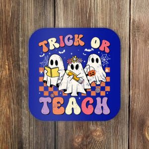 Funny Teacher Halloween Trick Or Teach Retro Groovy Ghost Gift Coaster