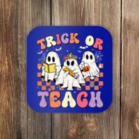 Funny Teacher Halloween Trick Or Teach Retro Groovy Ghost Gift Coaster