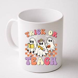 Funny Teacher Halloween Trick Or Teach Retro Groovy Ghost Gift Coffee Mug