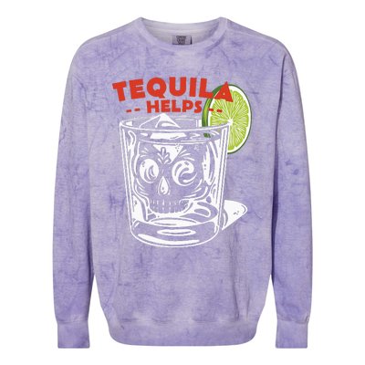 Funny Tequila Helps Skull Margarita Colorblast Crewneck Sweatshirt