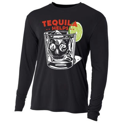 Funny Tequila Helps Skull Margarita Cooling Performance Long Sleeve Crew