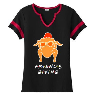 Funny Turkey Happy Friendsgiving Gift For Friends Funny Gift Ladies Halftime Notch Neck Tee