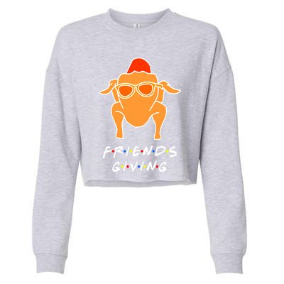 Funny Turkey Happy Friendsgiving Gift For Friends Funny Gift Cropped Pullover Crew