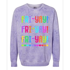 Friyay Teacher Happy Friyay Friday Colorblast Crewneck Sweatshirt