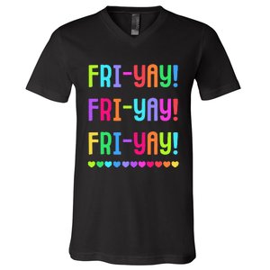 Friyay Teacher Happy Friyay Friday V-Neck T-Shirt