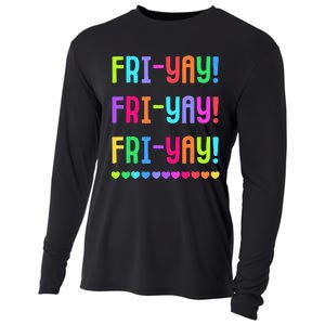 Friyay Teacher Happy Friyay Friday Cooling Performance Long Sleeve Crew