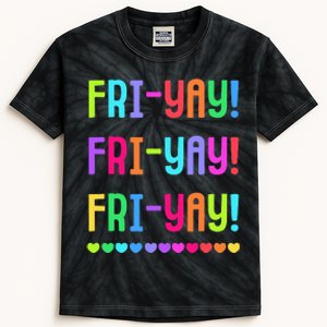 Friyay Teacher Happy Friyay Friday Kids Tie-Dye T-Shirt