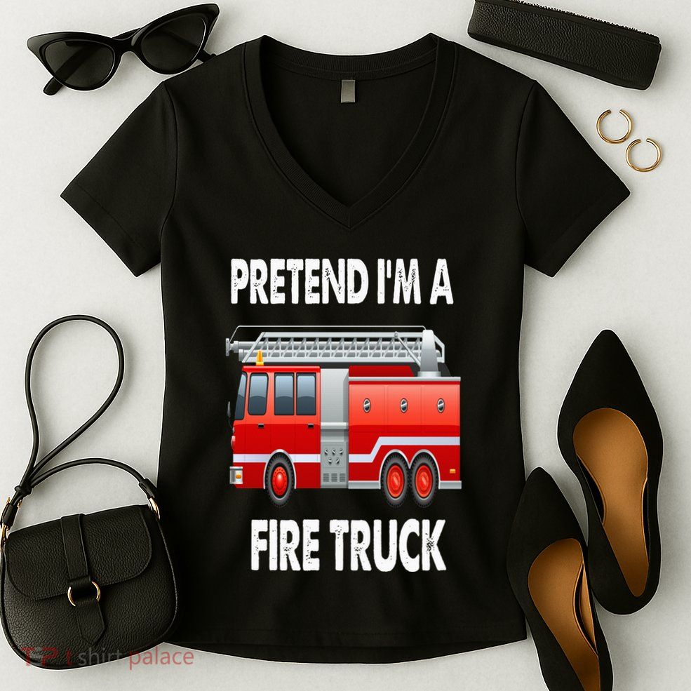 Fire Truck Halloween Costume Pretend I'm A Fire Truck Women's V-Neck T-Shirt