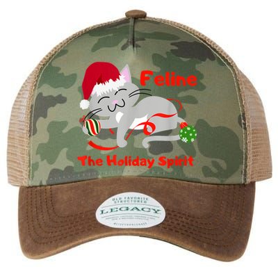 Feline The Holiday Spirit Christmas Kitty Cat Cute Gift Legacy Tie Dye Trucker Hat