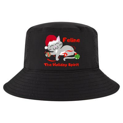 Feline The Holiday Spirit Christmas Kitty Cat Cute Gift Cool Comfort Performance Bucket Hat