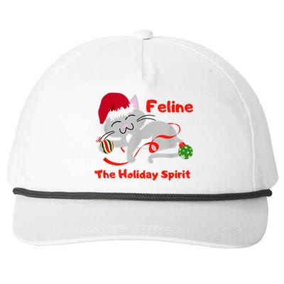 Feline The Holiday Spirit Christmas Kitty Cat Cute Gift Snapback Five-Panel Rope Hat