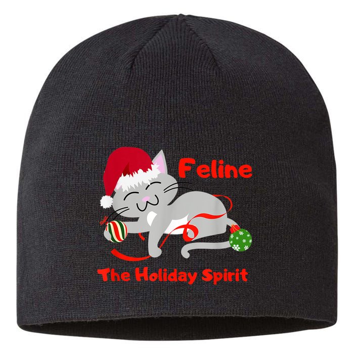 Feline The Holiday Spirit Christmas Kitty Cat Cute Gift Sustainable Beanie