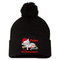 Feline The Holiday Spirit Christmas Kitty Cat Cute Gift Pom Pom 12in Knit Beanie