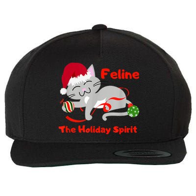 Feline The Holiday Spirit Christmas Kitty Cat Cute Gift Wool Snapback Cap