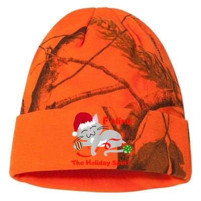 Feline The Holiday Spirit Christmas Kitty Cat Cute Gift Kati Licensed 12" Camo Beanie