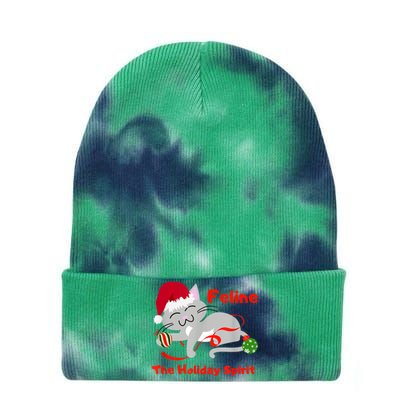 Feline The Holiday Spirit Christmas Kitty Cat Cute Gift Tie Dye 12in Knit Beanie