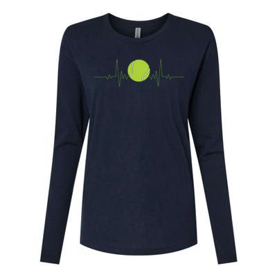 Funny Tennis Heartbeat Art For Tennis Player Men Women Womens Cotton Relaxed Long Sleeve T-Shirt