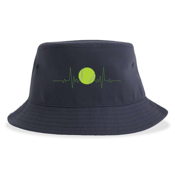 Funny Tennis Heartbeat Art For Tennis Player Men Women Sustainable Bucket Hat