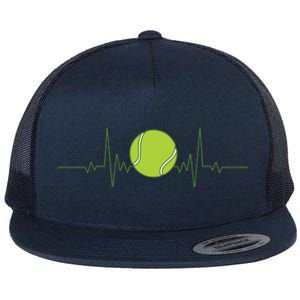 Funny Tennis Heartbeat Art For Tennis Player Men Women Flat Bill Trucker Hat