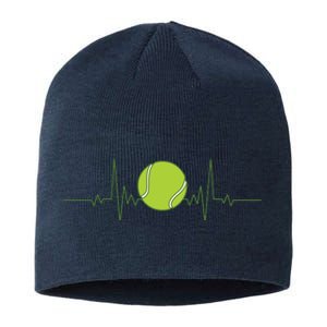 Funny Tennis Heartbeat Art For Tennis Player Men Women Sustainable Beanie