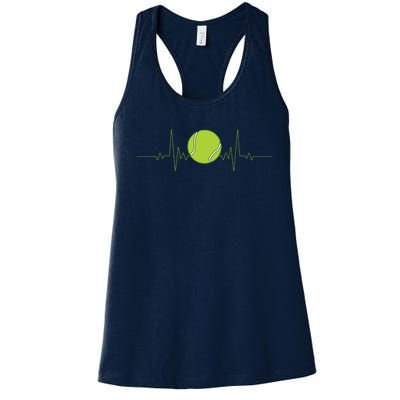 Funny Tennis Heartbeat Art For Tennis Player Men Women Women's Racerback Tank