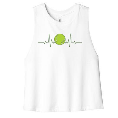 Funny Tennis Heartbeat Art For Tennis Player Men Women Women's Racerback Cropped Tank