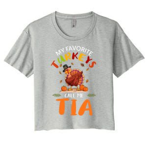 Funny Turkey Holiday Party Tia Matching Thanksgiving Gift Women's Crop Top Tee