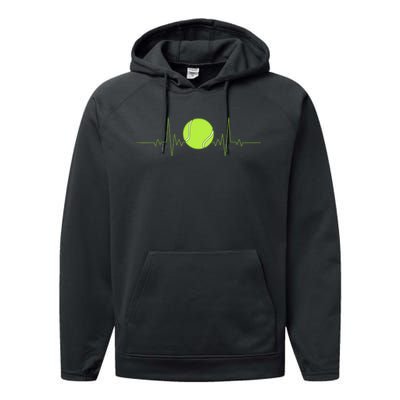 Funny Tennis Heartbeat Art Gift For Tennis Player Men Women Kids Gift Performance Fleece Hoodie