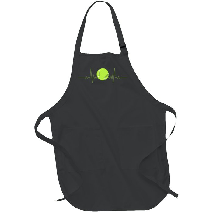 Funny Tennis Heartbeat Art Gift For Tennis Player Men Women Kids Gift Full-Length Apron With Pockets