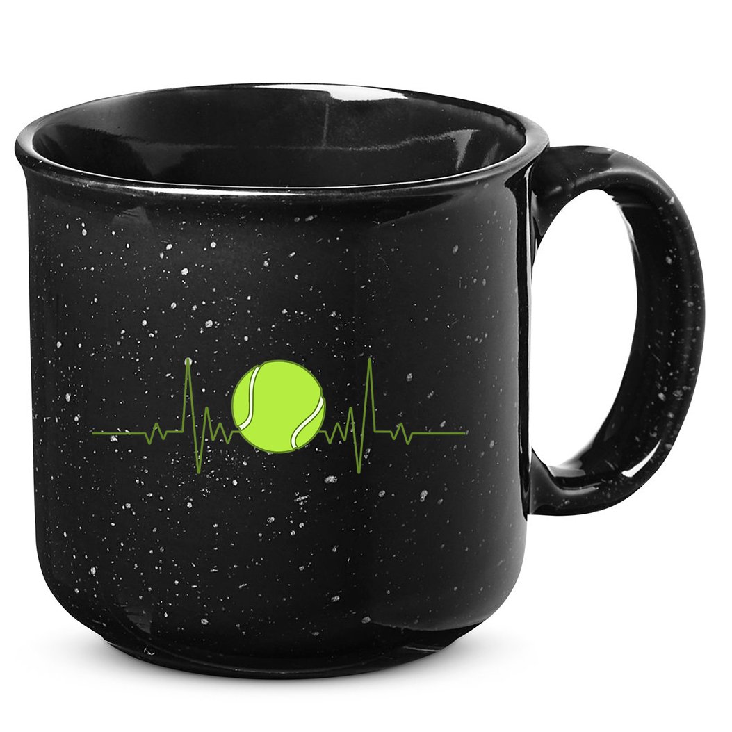 Funny Tennis Heartbeat Art Gift For Tennis Player Men Women Kids Gift 15oz Campfire Ceramic Mug