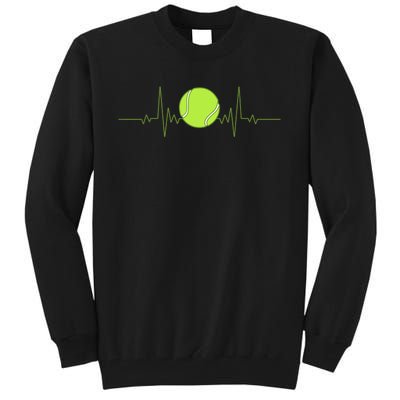 Funny Tennis Heartbeat Art Gift For Tennis Player Men Women Kids Gift Tall Sweatshirt