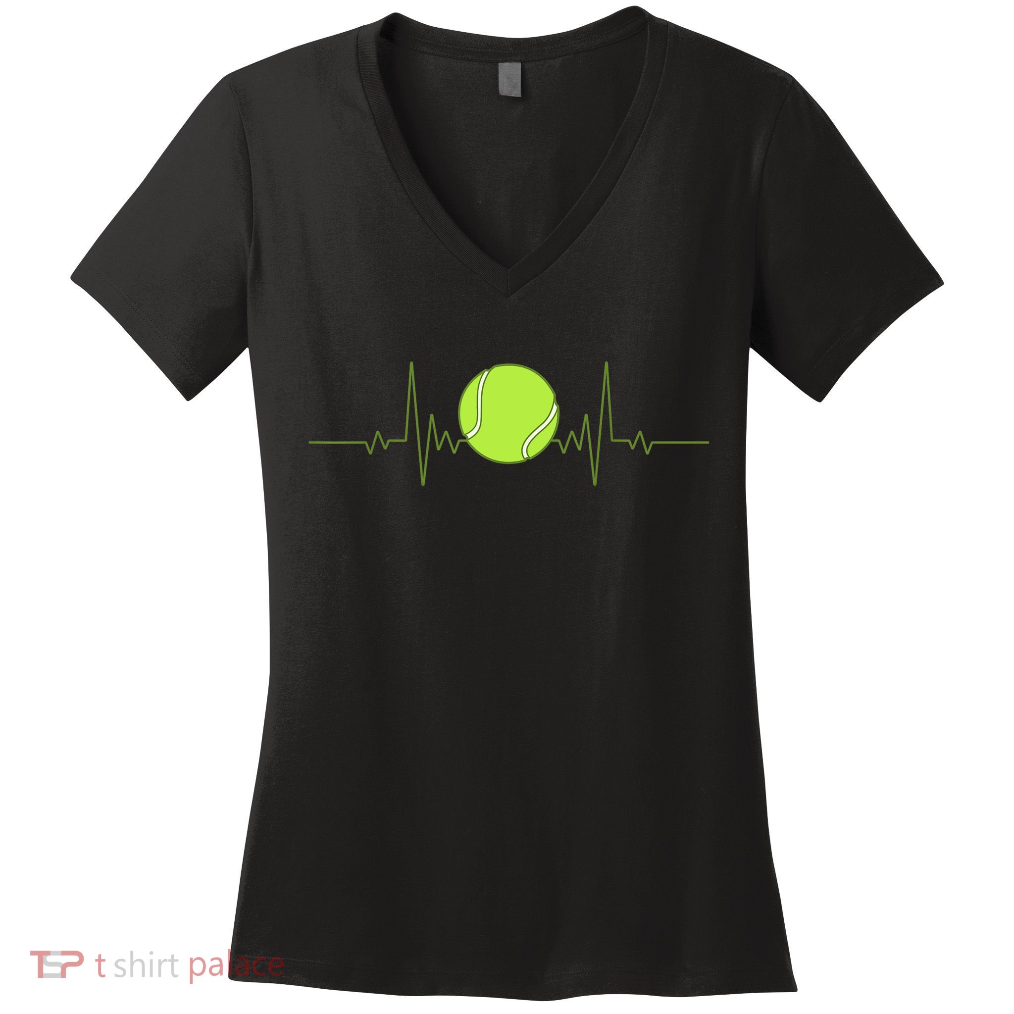 Funny Tennis Heartbeat Art Gift For Tennis Player Men Women Kids Gift Women's V-Neck T-Shirt