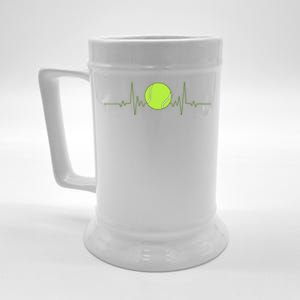 Funny Tennis Heartbeat Art Gift For Tennis Player Men Women Kids Gift Beer Stein