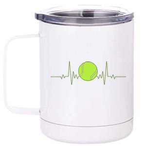 Funny Tennis Heartbeat Art Gift For Tennis Player Men Women Kids Gift 12 oz Stainless Steel Tumbler Cup