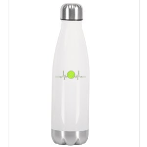 Funny Tennis Heartbeat Art Gift For Tennis Player Men Women Kids Gift Stainless Steel Insulated Water Bottle