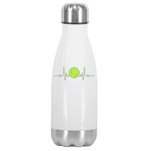 Funny Tennis Heartbeat Art Gift For Tennis Player Men Women Kids Gift Stainless Steel Insulated Water Bottle