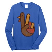 Funny Turkey Hand Thanksgiving Retro Vintage Green Top Long Sleeve Shirt