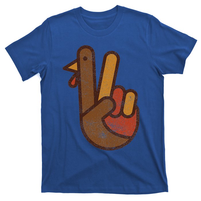 Funny Turkey Hand Thanksgiving Retro Vintage Green Top T-Shirt