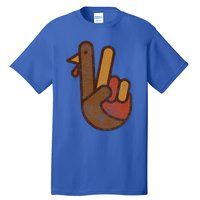 Funny Turkey Hand Thanksgiving Retro Vintage Green Top Tall T-Shirt