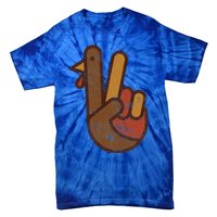 Funny Turkey Hand Thanksgiving Retro Vintage Green Top Tie-Dye T-Shirt